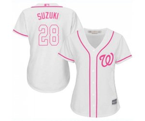 Women\'s Washington Nationals #28 Kurt Suzuki Replica White Fashion Cool Base Baseball Jersey