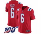 New England Patriots #6 Ryan Allen Red Alternate Vapor Untouchable Limited Player 100th Season Football Jersey