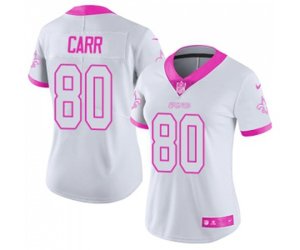 Women New Orleans Saints #80 Austin Carr Limited White Pink Rush Fashion Football Jersey