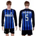 2017-18 Inter Milan 5 GAGLIARDINI Home Long Sleeve Soccer Jersey