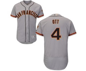 San Francisco Giants #4 Mel Ott Grey Road Flex Base Authentic Collection Baseball Jersey