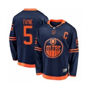 Edmonton Oilers #5 Mark Fayne Authentic Navy Blue Alternate Fanatics Branded Breakaway Hockey Jersey