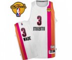 Miami Heat #3 Dwyane Wade Authentic White ABA Hardwood Classic Finals Patch Basketball Jersey