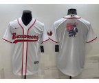 Tampa Bay Buccaneers White Team Big Logo With Patch Cool Base Stitched Baseball Jersey