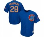 Chicago Cubs #28 Kyle Hendricks Authentic Royal Blue 2017 Gold Champion Cool Base Baseball Jersey