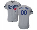 Los Angeles Dodgers Customized Gray Alternate Flex Base Authentic Collection 2018 World Series Baseball Jersey