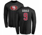 San Francisco 49ers #9 Robbie Gould Black Name & Number Logo Long Sleeve T-Shirt