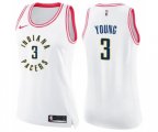 Women's Indiana Pacers #3 Joe Young Swingman White Pink Fashion Basketball Jersey