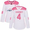 Women's Washington Capitals #4 Taylor Chorney Authentic White Pink Fashion NHL Jersey