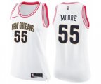 Women's New Orleans Pelicans #55 E'Twaun Moore Swingman White Pink Fashion Basketball Jersey