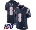 New England Patriots #8 Jamie Collins Navy Blue Team Color Vapor Untouchable Limited Player 100th Season Football Jersey