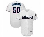 Miami Marlins Jordan Yamamoto White Home Flex Base Authentic Collection Baseball Player Jersey
