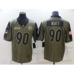 Pittsburgh Steelers #90 T. J. Watt Nike Olive 2021 Salute To Service Limited Player Jersey