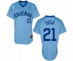 Chicago Cubs #21 Sammy Sosa Authentic Blue White Strip Cooperstown Throwback Baseball Jersey