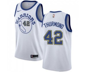 Golden State Warriors #42 Nate Thurmond Authentic White Hardwood Classics Basketball Jerseys