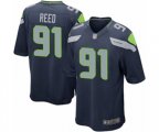 Seattle Seahawks #91 Jarran Reed Game Navy Blue Team Color Football Jersey