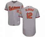 Baltimore Orioles #12 Roberto Alomar Grey Road Flex Base Authentic Collection Baseball Jersey
