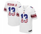 New York Giants #13 Odell Beckham Jr Elite White Road USA Flag Fashion Football Jersey