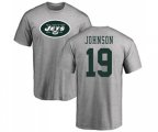New York Jets #19 Keyshawn Johnson Ash Name & Number Logo T-Shirt