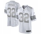 Cleveland Browns #32 Jim Brown Limited White Platinum Football Jersey
