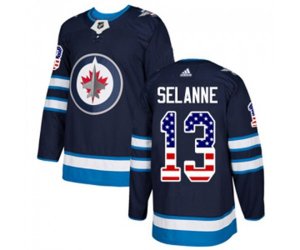 Winnipeg Jets #13 Teemu Selanne Authentic Navy Blue USA Flag Fashion NHL Jersey