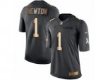 Carolina Panthers #1 Cam Newton Limited Black Gold Salute to Service NFL Jersey
