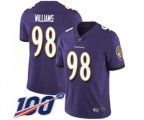 Baltimore Ravens #98 Brandon Williams Purple Team Color Vapor Untouchable Limited Player 100th Season Football Jersey