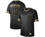 New York Yankees #18 Didi Gregorius Authentic Black Gold Fashion Baseball Jersey