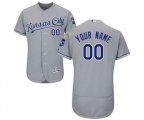 Kansas City Royals Customized Grey Road Flex Base Authentic Collection Baseball Jersey