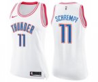 Women's Oklahoma City Thunder #11 Detlef Schrempf Swingman White Pink Fashion Basketball Jersey