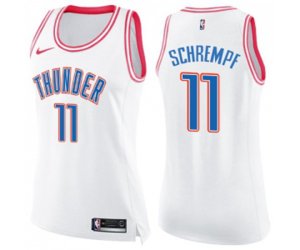 Women\'s Oklahoma City Thunder #11 Detlef Schrempf Swingman White Pink Fashion Basketball Jersey