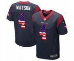 Houston Texans #4 Deshaun Watson Elite Navy Blue Home USA Flag Fashion Football Jersey