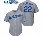 Los Angeles Dodgers #22 Clayton Kershaw Replica Grey Road Cool Base Baseball Jersey