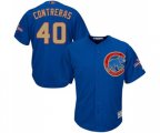 Chicago Cubs #40 Willson Contreras Authentic Royal Blue 2017 Gold Champion Cool Base Baseball Jersey