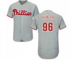 Philadelphia Phillies #96 Tommy Hunter Grey Road Flex Base Authentic Collection Baseball Jersey