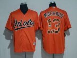 Baltimore Orioles #13 Manny Machado Orange Team Logo Print Cool Base Stitched Baseball Jersey