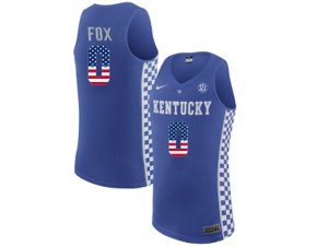 2016 US Flag Fashion 2017 Men\'s Kentucky Wildcats De\'Aaron Fox #0 College Basketball Elite Jersey - Royal Blue