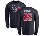 Houston Texans #22 Gareon Conley Navy Blue Name & Number Logo Long Sleeve T-Shirt