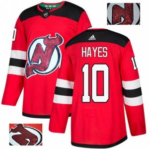 New Jersey Devils #10 Jimmy Hayes Authentic Red Fashion Gold NHL Jersey