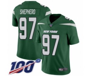 New York Jets #97 Nathan Shepherd Green Team Color Vapor Untouchable Limited Player 100th Season Football Jersey