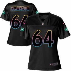 Women\'s Nike New York Jets #64 Travis Swanson Game Black Fashion NFL Jersey