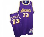 Los Angeles Lakers #73 Dennis Rodman Authentic Purple Throwback Basketball Jersey