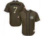 Texas Rangers #7 Ivan Rodriguez Authentic Green Salute to Service Baseball Jersey