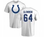 Indianapolis Colts #64 Mark Glowinski White Name & Number Logo T-Shirt