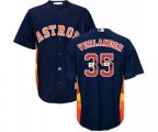 Houston Astros #35 Justin Verlander Authentic Navy Blue Team Logo Fashion Cool Base MLB Jersey