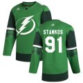 Tampa Bay Lightning #91 Steven Stamkos Adidas 2020 St. Patrick's Day Stitched NHL Jersey Green