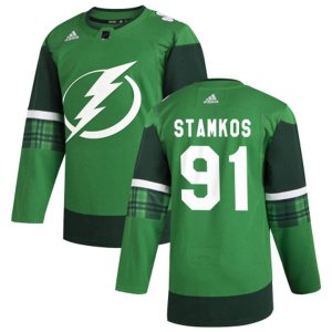 Tampa Bay Lightning #91 Steven Stamkos Adidas 2020 St. Patrick\'s Day Stitched NHL Jersey Green