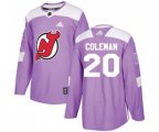 New Jersey Devils #20 Blake Coleman Authentic Purple Fights Cancer Practice Hockey Jersey