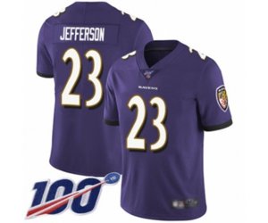 Baltimore Ravens #23 Tony Jefferson Purple Team Color Vapor Untouchable Limited Player 100th Season Football Jersey