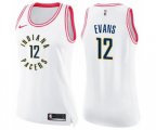 Women's Indiana Pacers #12 Tyreke Evans Swingman White Pink Fashion Basketball Jersey